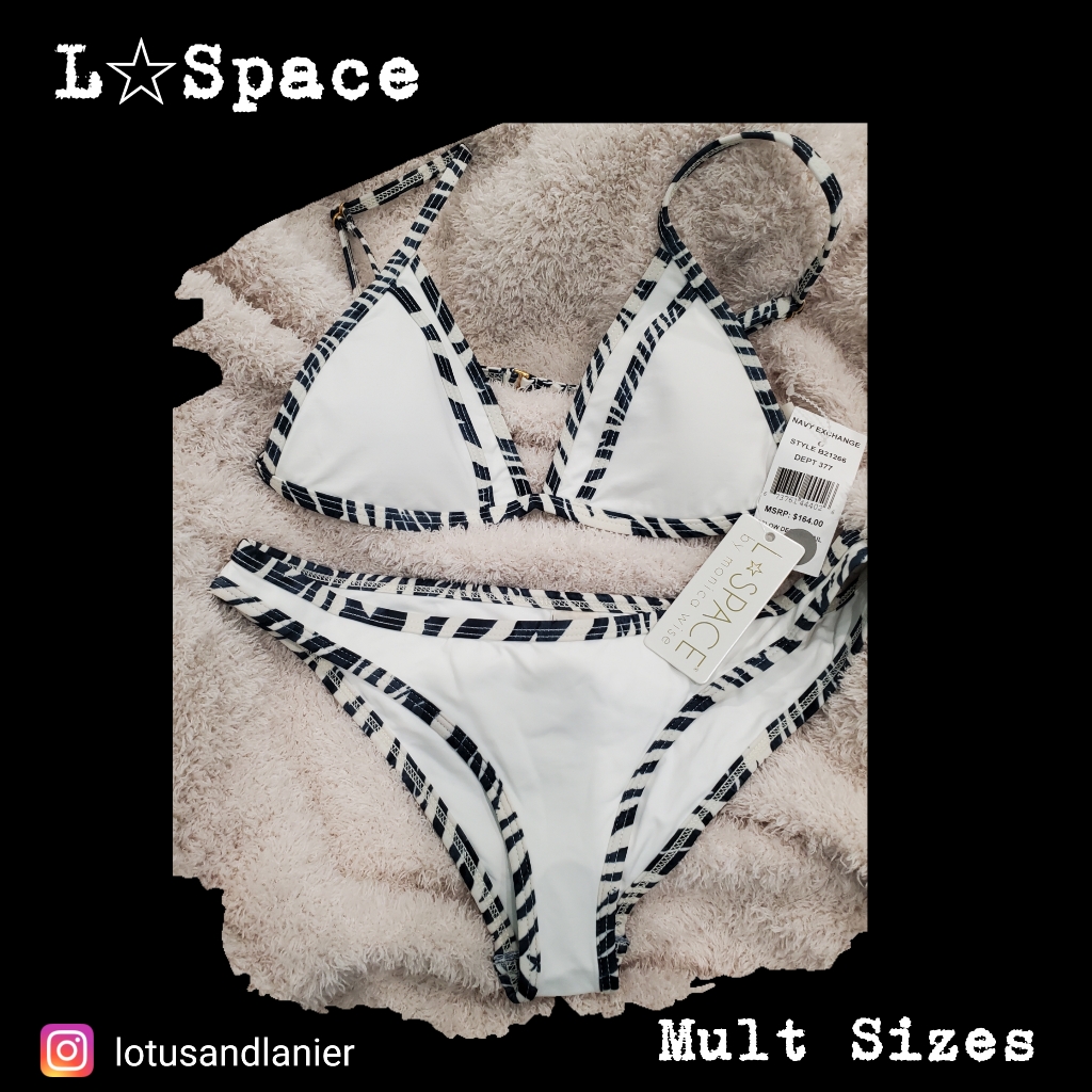 L Space White Bikini Set W/ Detailed Trim Mult Sizes